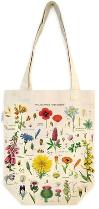 Image 2 of Cavallini & Co. Wildflowers Vintage Style Canvas Tote Bag