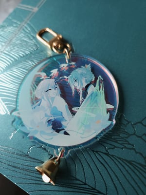 Image of genshin | "the one attuned to my soul" madame ping x guizhong charm (holo or frosted blue)