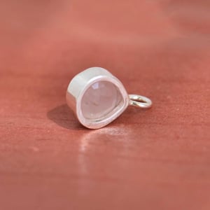Image of Rose Quartz mixed cut water drop shape silver necklace