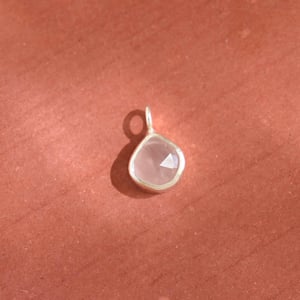 Image of Rose Quartz mixed cut water drop shape silver necklace