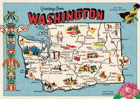 Cavallini & Co. Washington Map Poster, Archival Paper, Matte