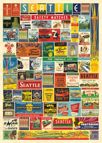 Cavallini & Co. Seattle Matchbooks Poster, Archival Paper, Matte
