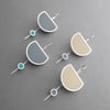 Silver Eclipse Drop Earrings in Fukagawanezu or Haijiro with Moon Stoppers 