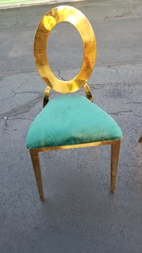 Image 1 of LUXURY STAINLESS STEEL CHAIR EMERALD GREEN AND GOLD 