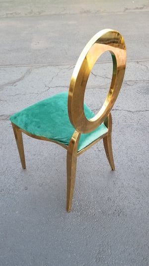 Image of LUXURY STAINLESS STEEL CHAIR EMERALD GREEN AND GOLD 