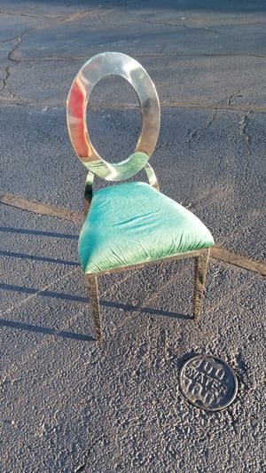 Image of LUXURY STAINLESS STEEL CHAIR EMERALD GREEN AND Silver