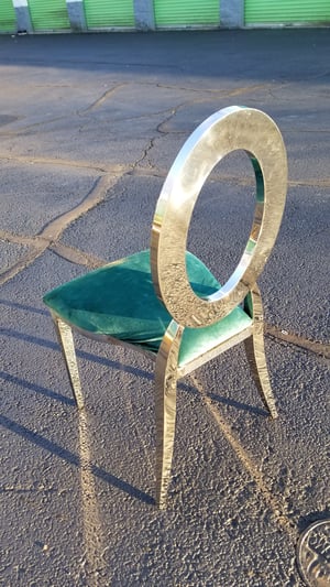 Image of LUXURY STAINLESS STEEL CHAIR EMERALD GREEN AND Silver