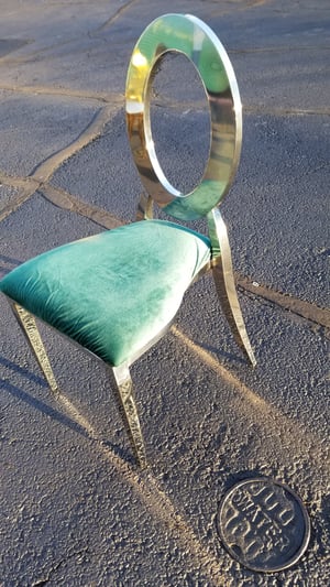 Image of LUXURY STAINLESS STEEL CHAIR EMERALD GREEN AND Silver