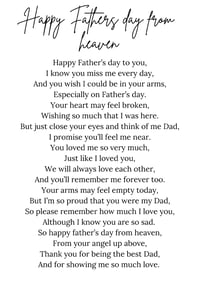 Happy Father's day from heaven poem