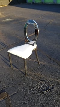 Image 1 of LUXURY STAINLESS STEEL CHAIR WHITE AND SILVER 