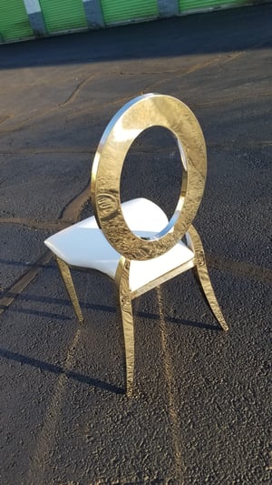 Image of LUXURY STAINLESS STEEL CHAIR WHITE AND SILVER 