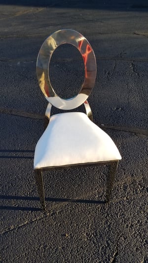 Image of LUXURY STAINLESS STEEL CHAIR WHITE AND SILVER 