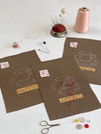 Dusky Pink Tea Cups (Embroidery Project)