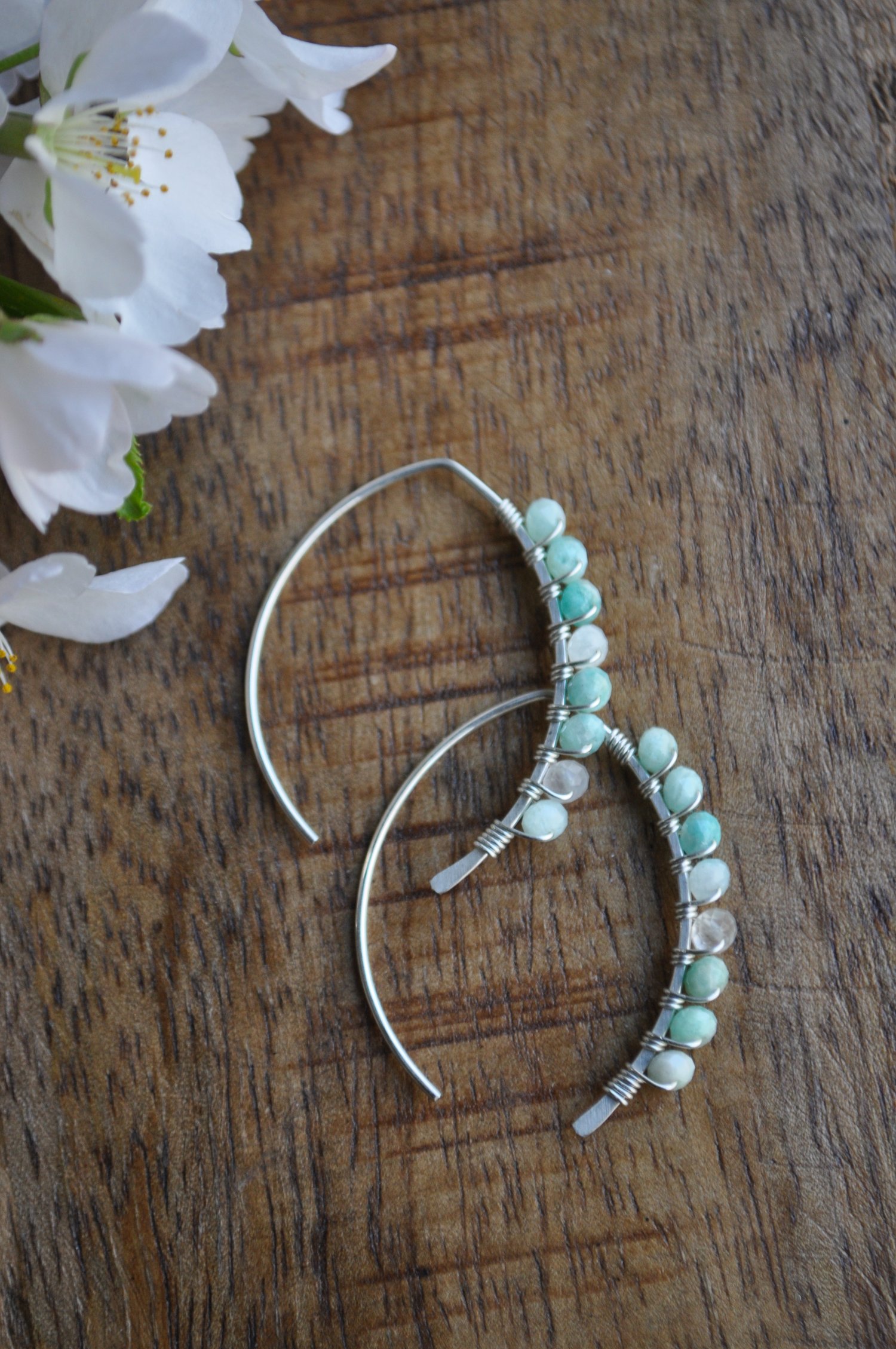 Image of Amazonite Swoops in Sterling Silver