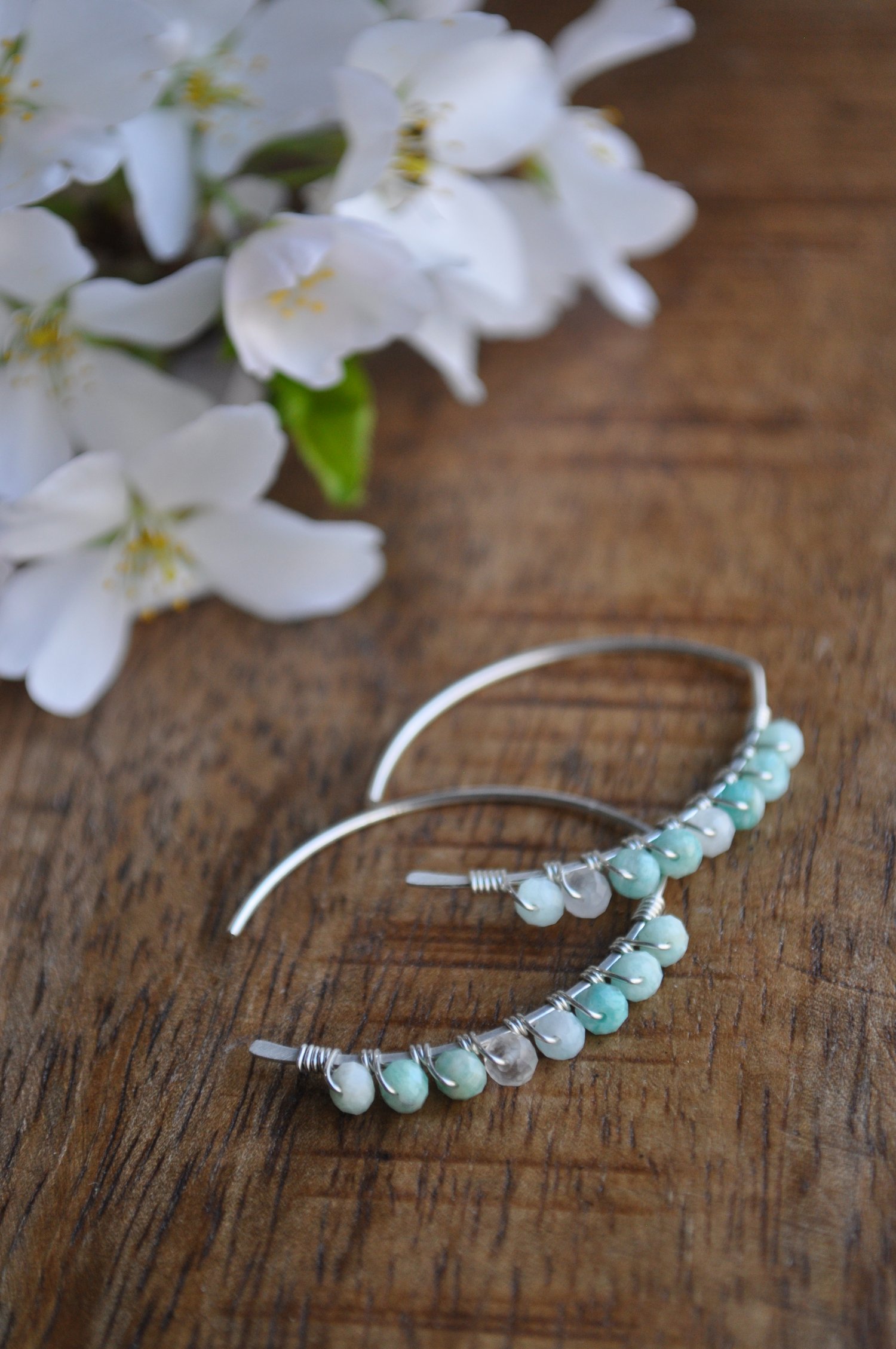 Image of Amazonite Swoops in Sterling Silver