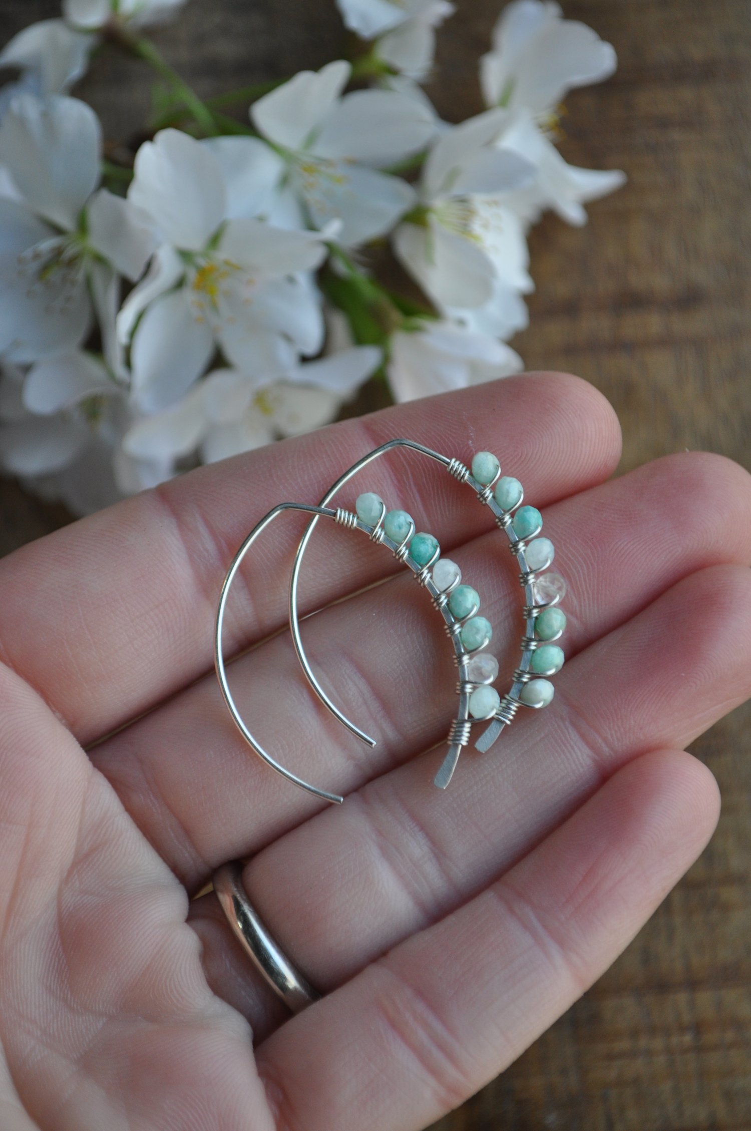Image of Amazonite Swoops in Sterling Silver