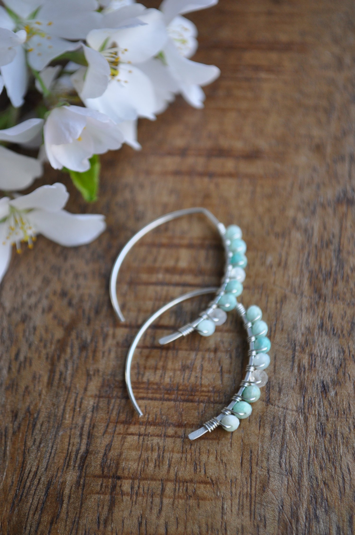 Image of Amazonite Swoops in Sterling Silver