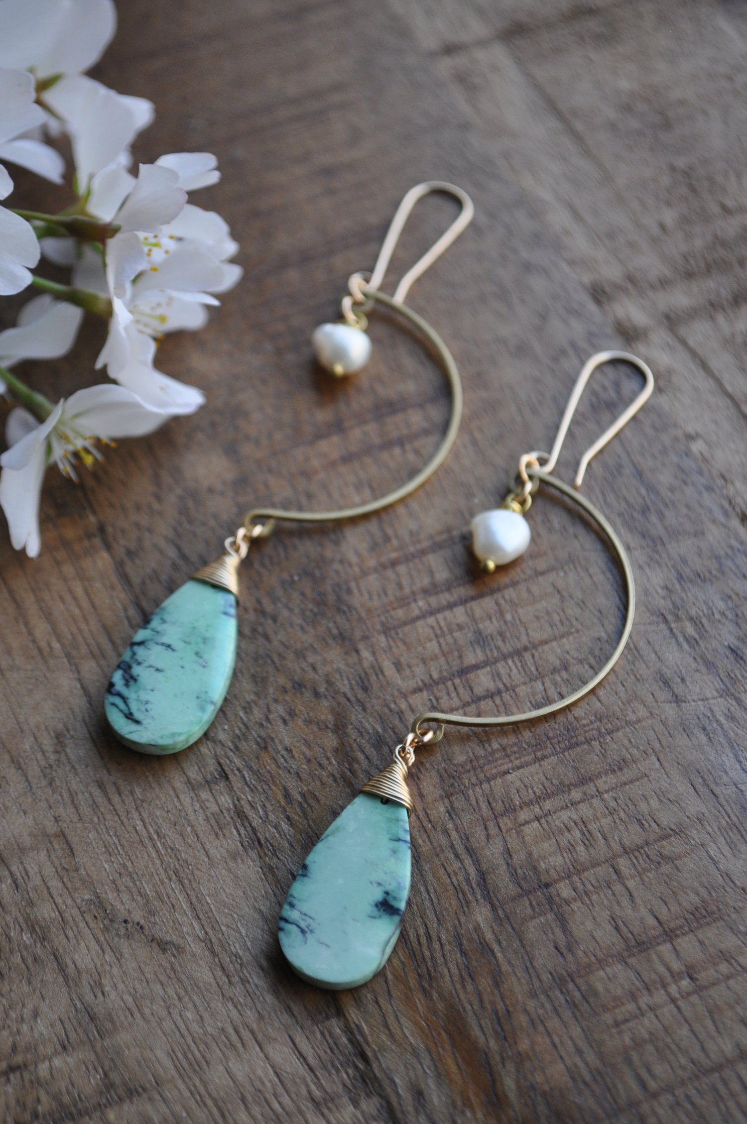 Image of The Honeysuckle Dangles in Green Turquoise and Pearl