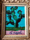 "el nopal" Framed Prickly Pear Loteria Cactus 