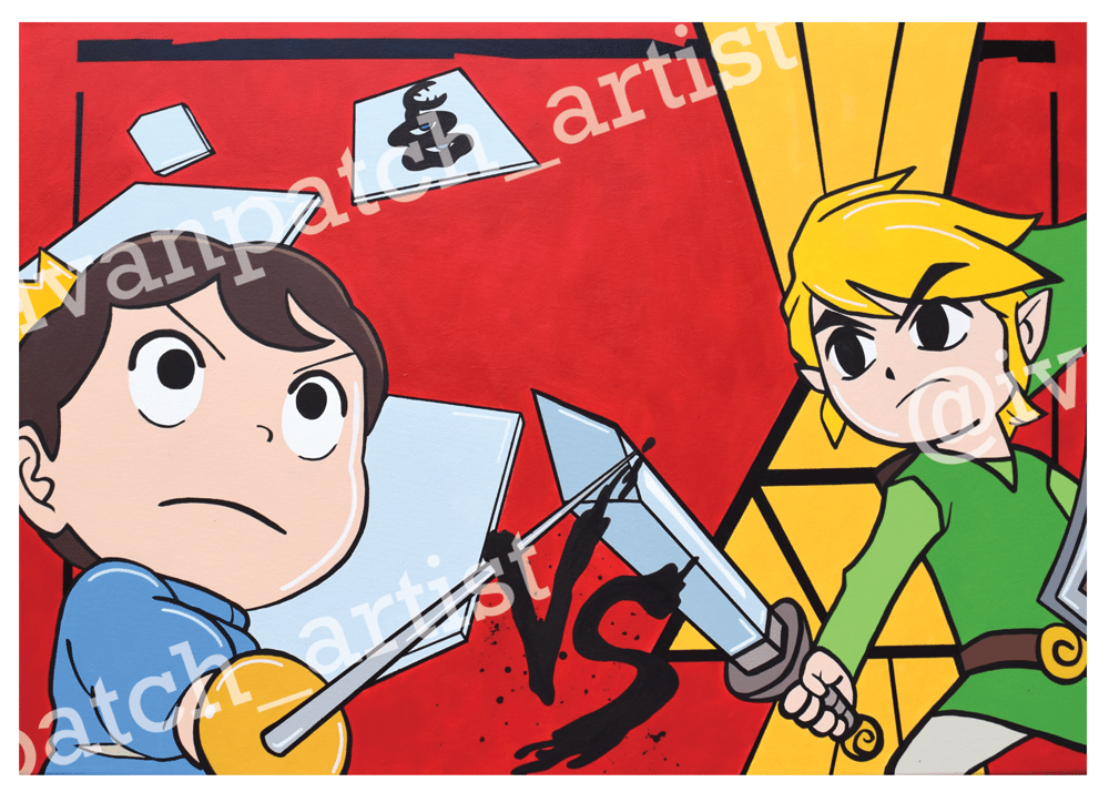 Image of 5x7 print- Little Knights Duel