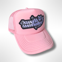 Image 4 of Black/White 6thwonder Logo trucker hat
