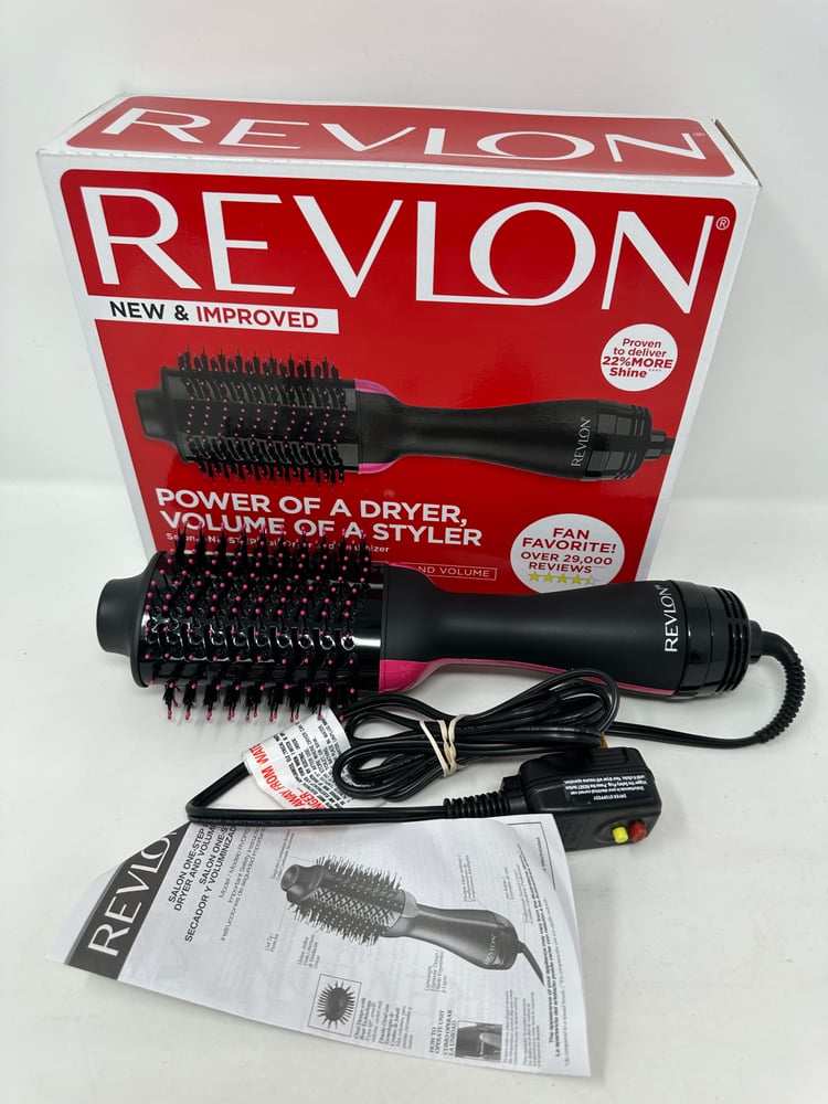 Image of Revlon One-Step Hair Dryer and Volumizer Hot Air Brush Black/Pink