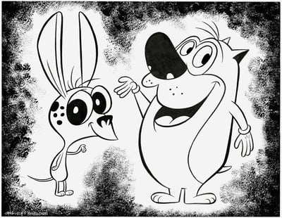Image of REN and STIMPY ORIGINAL ARTWORK! SPUMCO! APPROVED BY CARTOONISTS!