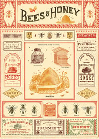 Cavallini & Co. Bees & Honey Poster, Archival Paper, Matte