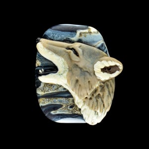 Image of XL. Singing Coyote - Flamework Glass Sculpture Bead 