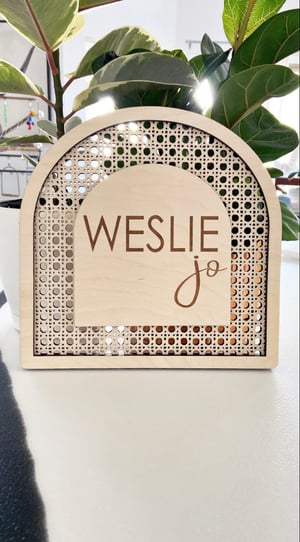 Image of Arched Rattan Baby Name Sign