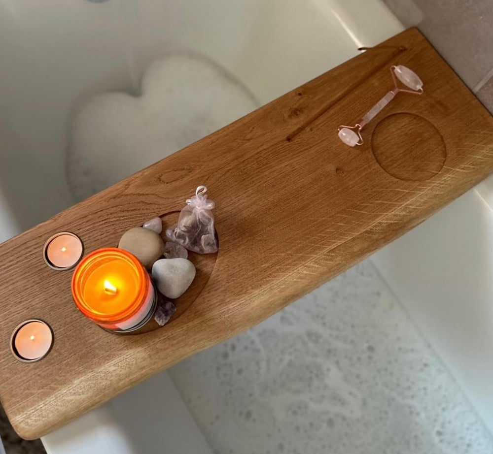 Solid Oak Bath Board for crystals or ipad