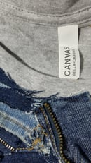 Image 3 of Tasty Raw Edge Denim “Zipped” T-Shirt & Dangles