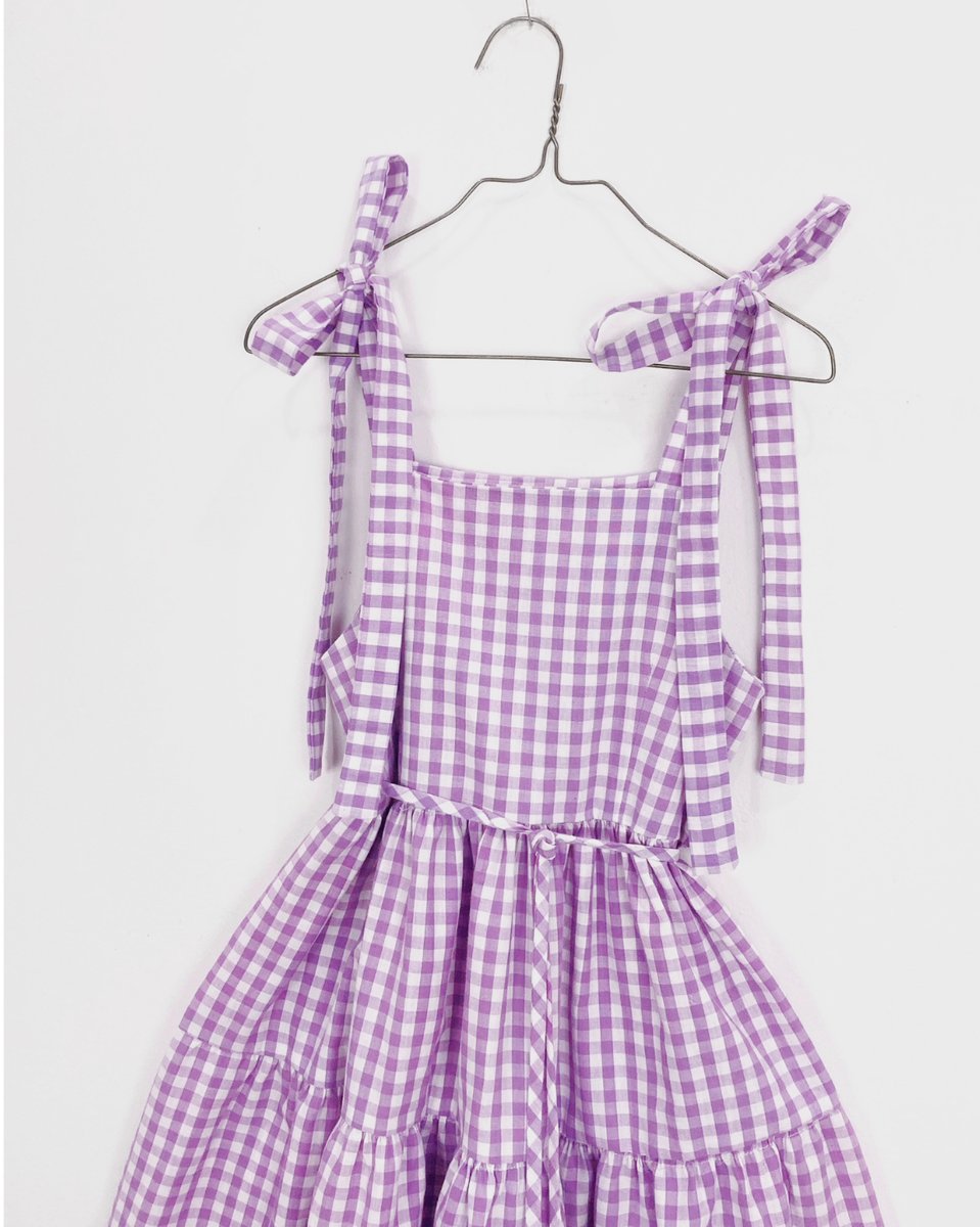 Fashion purple gingham dress