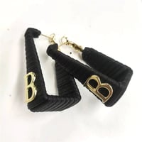 Image 2 of B Designer Style Earrings, Initial Earrings w/Leather Detail