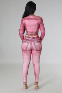 Image 6 of Denim Luxe Legging Set (Pink)
