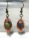 Rainbow Druzy Herringbone Wrapped Earrings