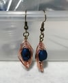 Blue Druzy Herringbone Wrapped Earrings