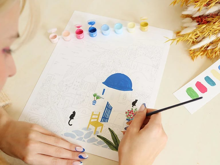 COFFRET PEINTURE AU NUMÉRO - SANTORINI PAR MAJA TOMLJANOVIC, PETIT PINCEAU Image 2