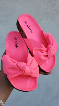 Image 1 of (Fuchsia) Bow Slides 