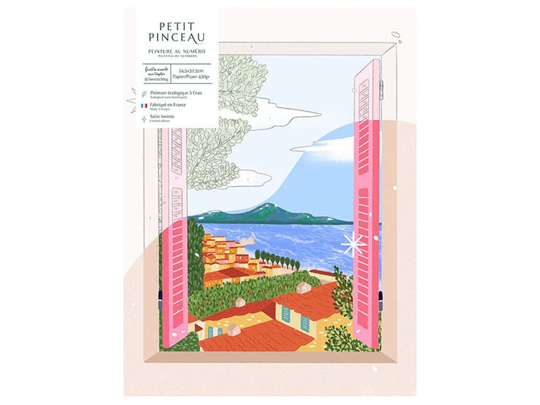 COFFRET PEINTURE AU NUMÉRO - FENÊTRE OUVERTE SUR NAPLES PAR LIMISTIC, PETIT PINCEAU