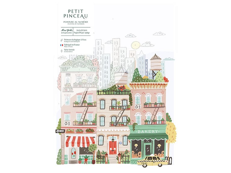 COFFRET PEINTURE AU NUMÉRO - NEW YORK PAR HOGLET & CO, PETIT PINCEAU