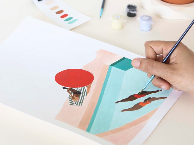 COFFRET PEINTURE AU NUMÉRO - ST BARTHÉLEMY PAR LÉA MORICHON, PETIT PINCEAU Image 2