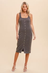 Image 1 of RIBBED BUTTON DRESS