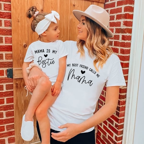 Image of My best friend mama/mini t-shirt, Mama crewneck/v-neck tee(sold separately)
