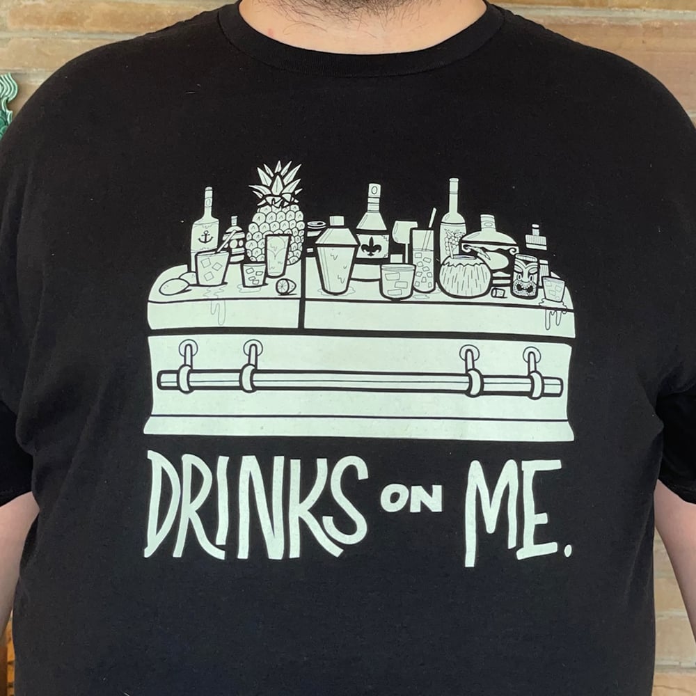 DRINKS ON ME Glow-in-the-Dark 100% Cotton T-Shirt