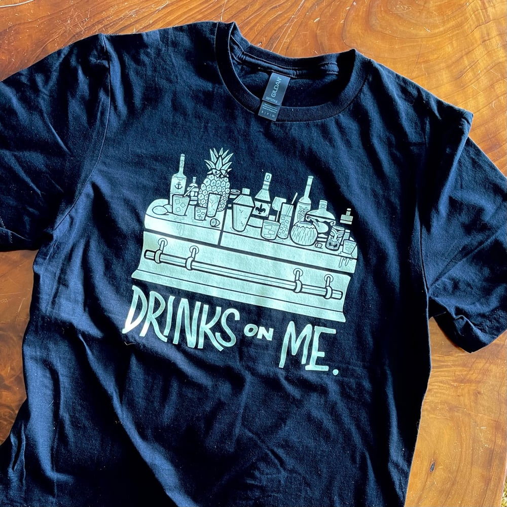 DRINKS ON ME Glow-in-the-Dark 100% Cotton T-Shirt