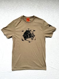Image of all sides covered tee in light brown 