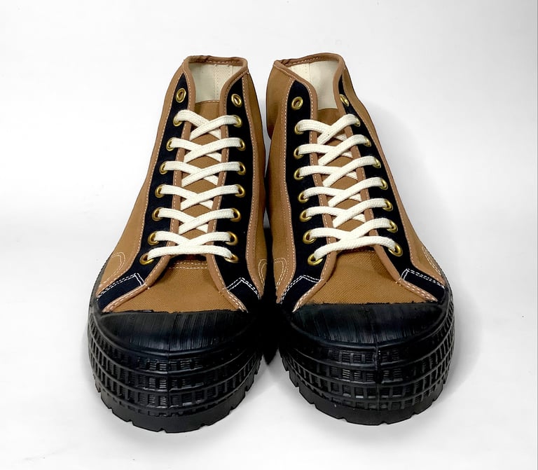 VEGANCRAFT camel black cotton hiker hi top made in Slovakia. Sneaker shoes Image 2