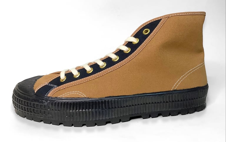 VEGANCRAFT camel black cotton hiker hi top made in Slovakia. Sneaker shoes Image 3