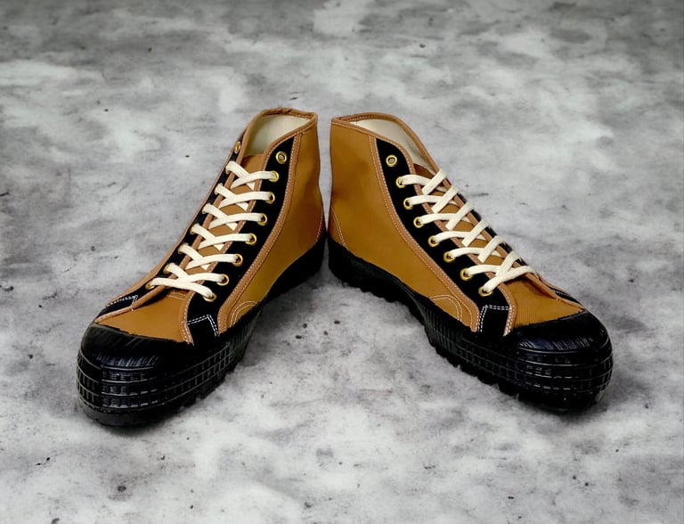 VEGANCRAFT camel black cotton hiker hi top made in Slovakia. Sneaker shoes Image 5